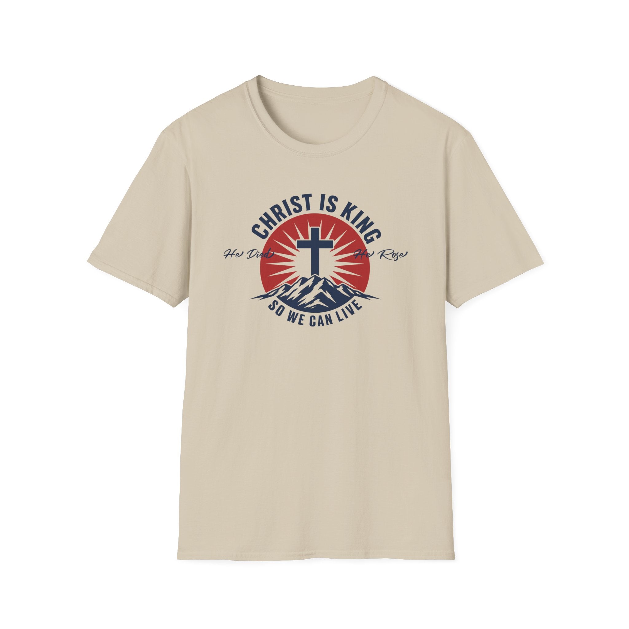 Christ Is King cross sunrise mountain T-Shirt | Christian faith shirt
