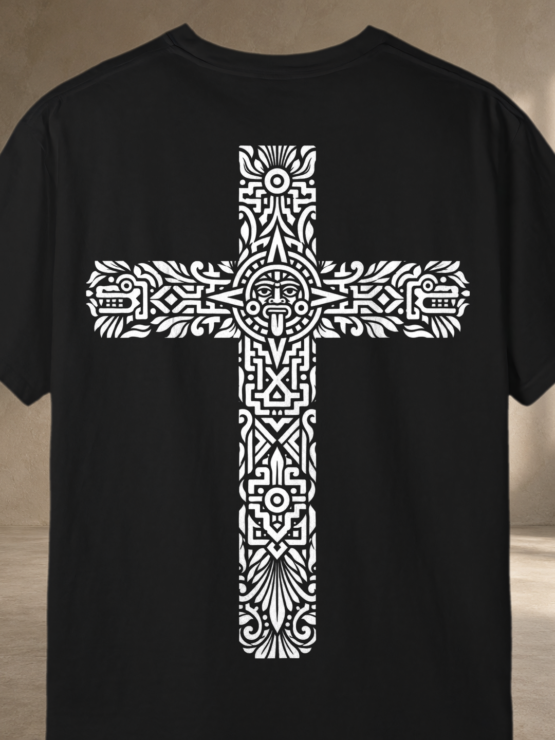 Aztec Cultural Cross – Black – back