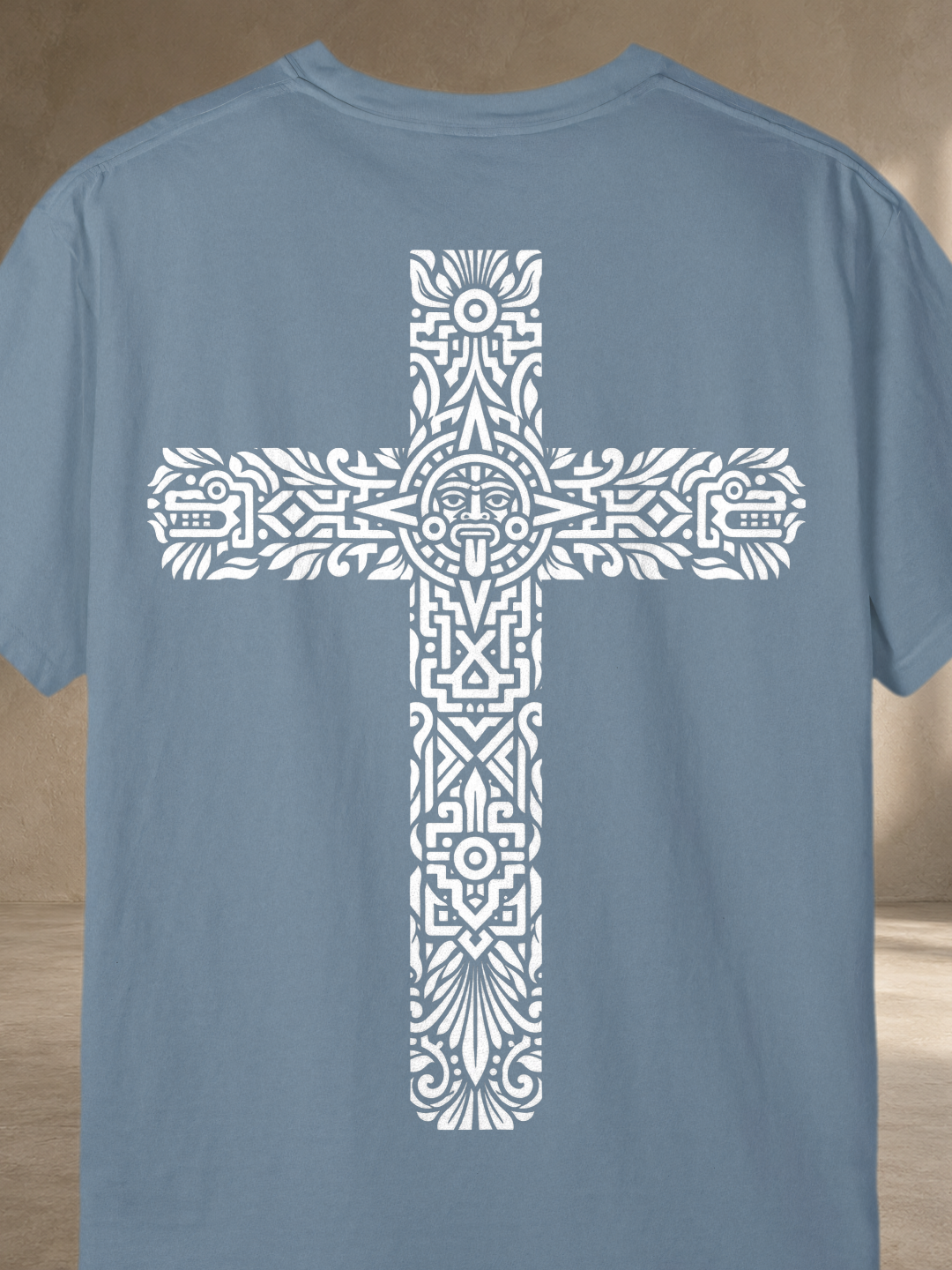 Aztec Cultural Cross – Ice Blue – back