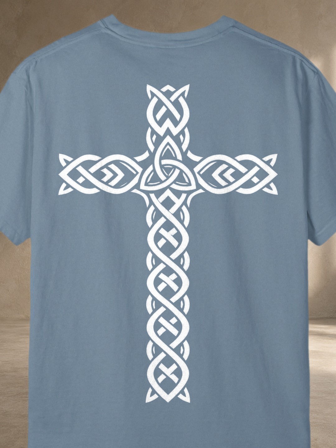 Celtic Cultural Cross T-Shirt – Ice Blue – back