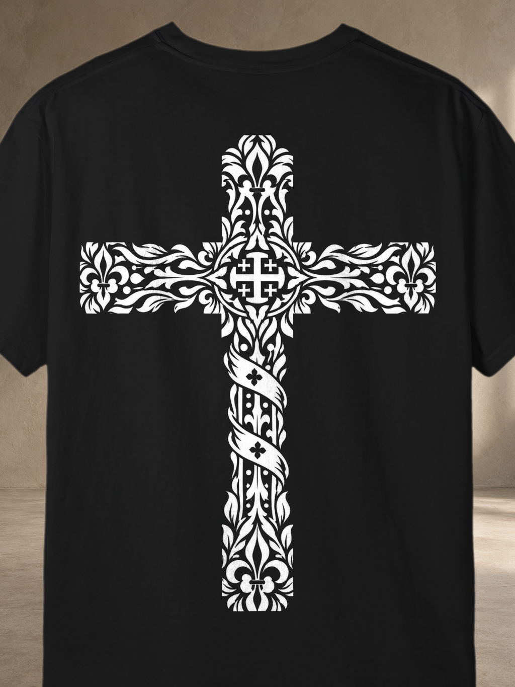 English Cultural Cross T-Shirt – Black – back